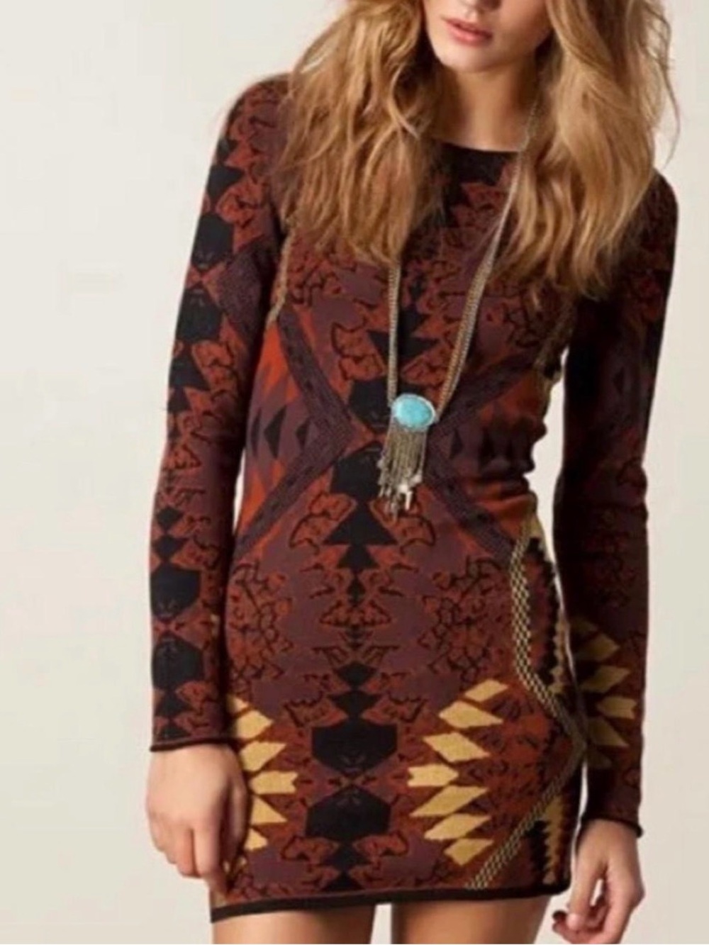 Free People intarsia knit sweater dress